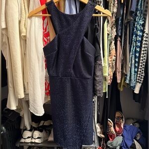 Topshop Sparkling Midnight Blue Backless Dress